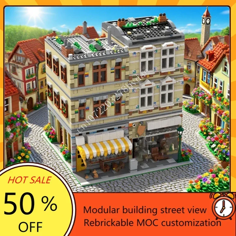 

3783 шт. Doner Kebab Hot City MOC головоломка креативная модель StreetView архитектурная модель игрушка на день рождения в сборе Рождественский подарок