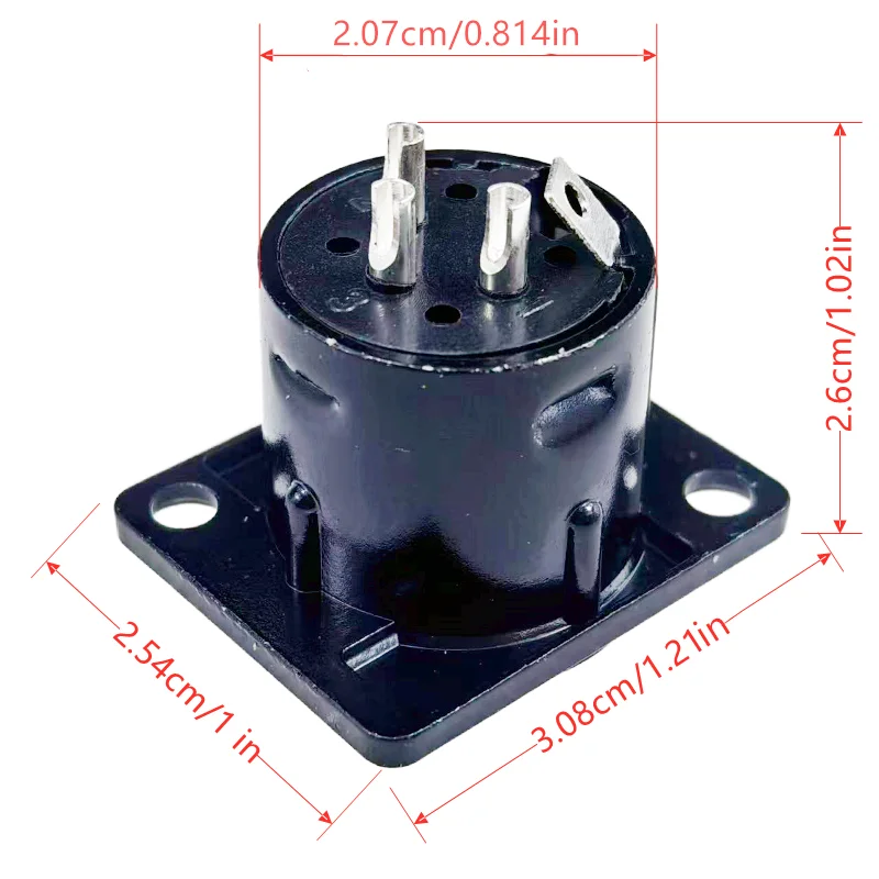 MW Audio 8 Stück 3-Pin XLR Stecker, Schwarzer Metall-Quadrat-Mikrofonanschluss zur Panelmontage für Mischpulte – Detail 1