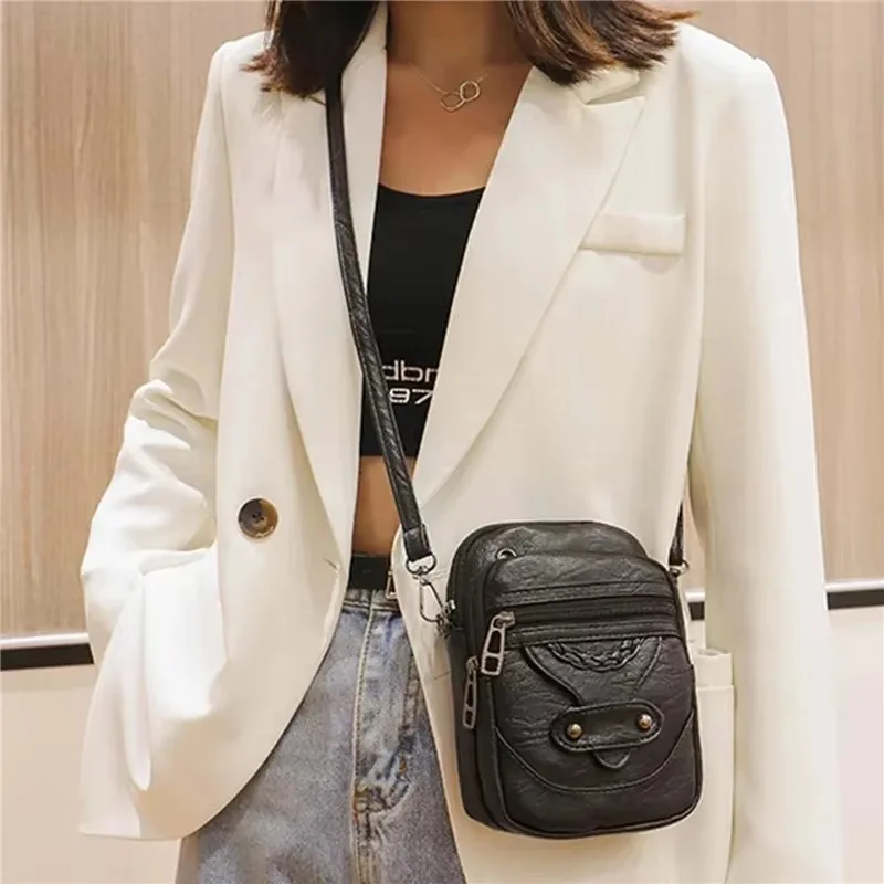 Ladies Small Bag Retro Soft Leather Messenger Bag Women PU Shoulder Bag Handbag Mobile Phone Wallet