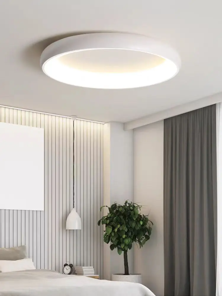 Rodada moderna lâmpada do teto LED com controle remoto, Dazzling Lamp, Quarto elegante Luz, 3-Dimensional Escurecimento Luz, não deslumbrante