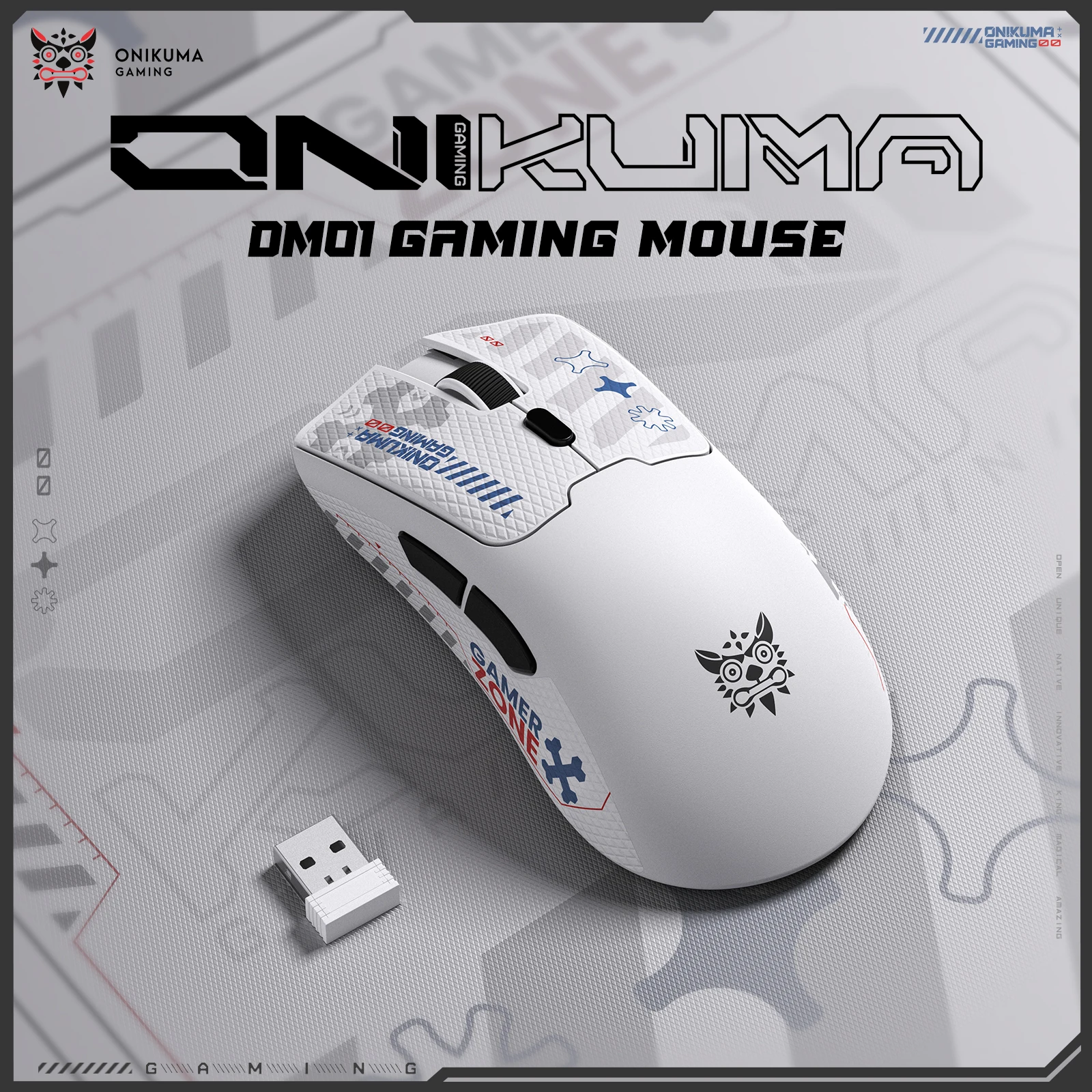 ONIKUMA DM01 Wireless Gaming Mouse, 1000Hz Polling Rate, 50-hour Ultra-long Battery Life, 800–12800 Adjustable DPI