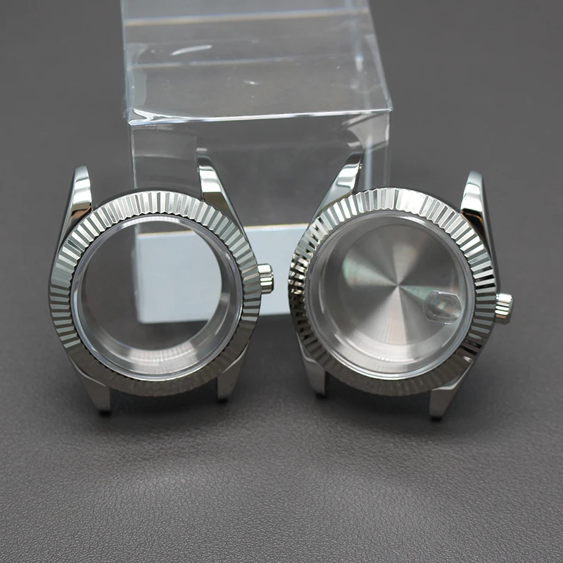 

36mm 39mm Fluted Curved Watch Case 316L Steel Case Sapphire Crystal For DJ SK NH35 NH36 NH38/34 4R36 Miyota 8215 Movts Mod Parts