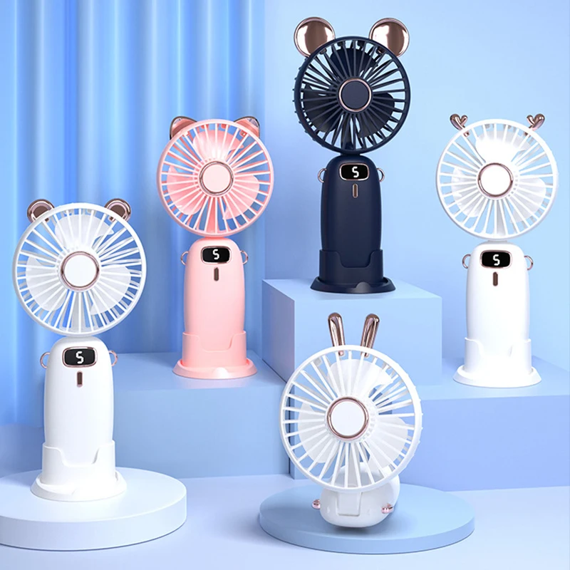 2000mAh Mini Portable Fan Handheld Fan Personal Mini Fan USB Rechargeable with 5 Speed 90° Foldable Mini Fan with LED Display