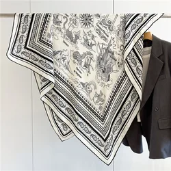 Luxury Wool Scarves Wraps Womens Large Square Wool Blanket Scarf Shawl Echarpe for Autumn Winter 132x132CM