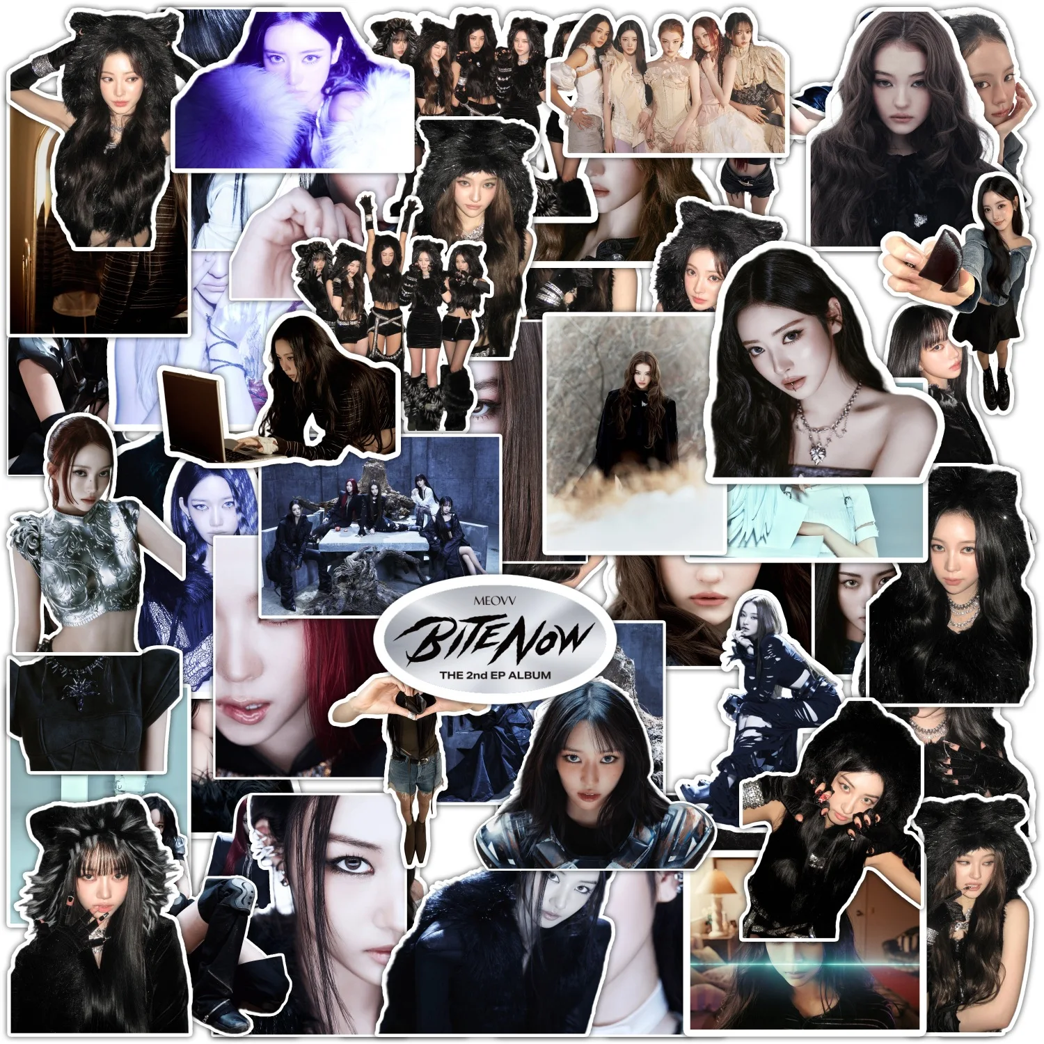 Conjunto de 55 Adesivos Impermeáveis do Novo Mini Álbum BITE NOW do Idol MEOVV, Adesivos Periphery, Ella, Gross, Gawon, Kim Sooin, Anna, Narin