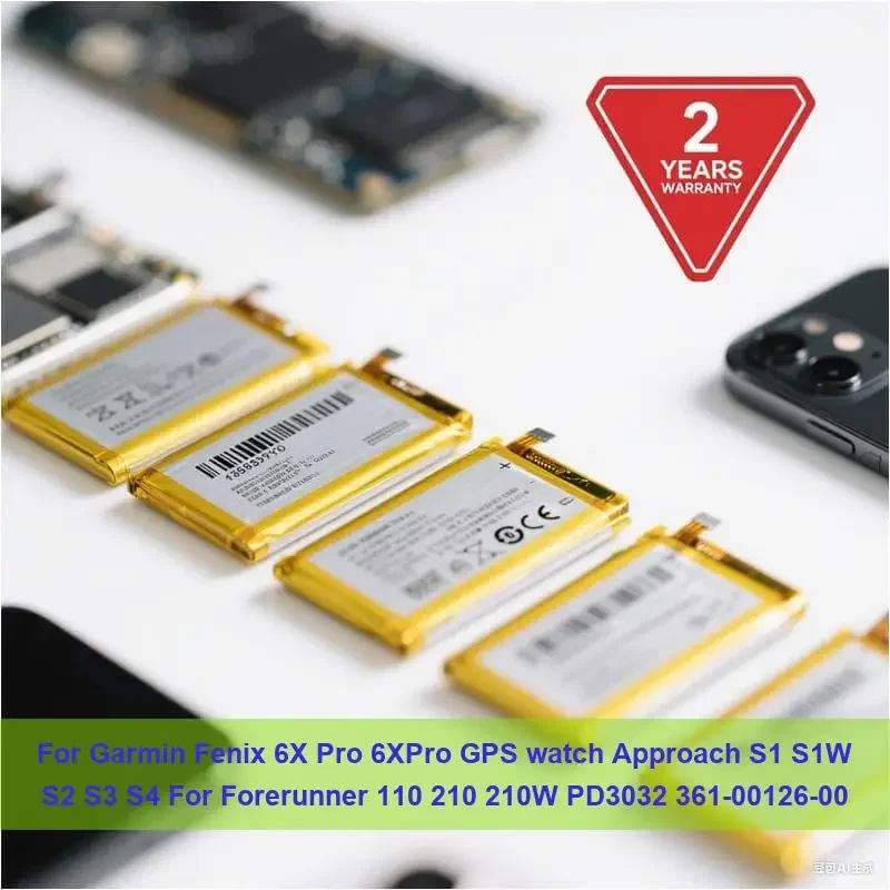 

Аккумулятор для часов Garmin Fenix 6X Pro 6XPro GPS Approach S1 S1W S2 S3 S4 для Forerunner 110 210 Вт PD3032 361-00126-00
