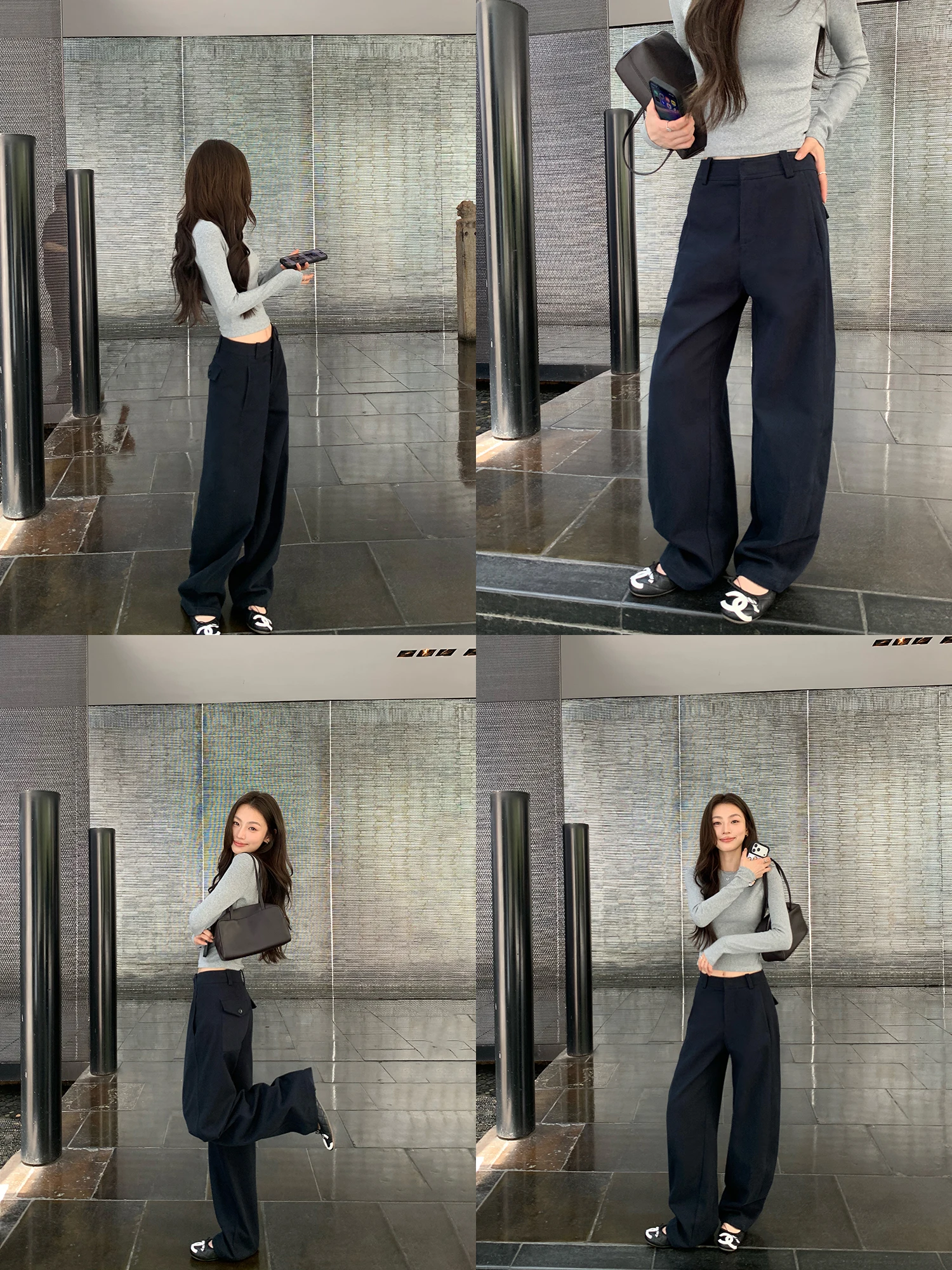 Pusumede Casual High Waist Wide Leg Pants Women's Cotton Lenzing Denim Classic Workwear Knife  Loose Fit Trousers