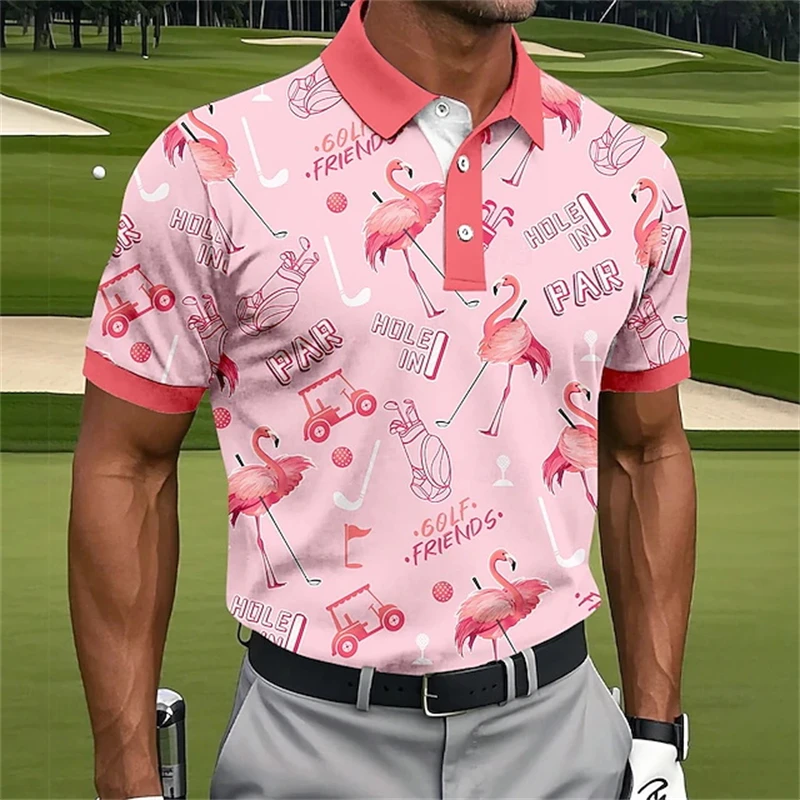 Camisetas Polo con Estampado 3D de Flamencos para Hombre y Mujer, Camisetas de Golf de Manga Corta, Camiseta Polo de Moda Urbana, Tops Hawaianos