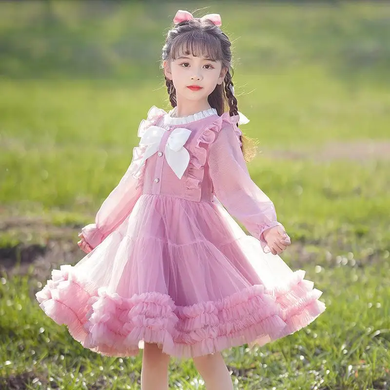 

Girls' Autumn Dress Autumn Pettiskirt Middle and Big Children Korean Style Trendy Mesh Princess Dress