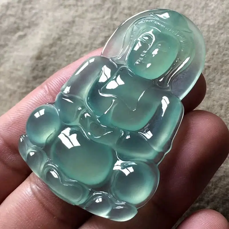 

Светло-зеленый кулон из нефритового ледяного типа для мужчин и женщин, кулон из нефрита с высоким ледяным нефритом Будды и бодхисаттвы