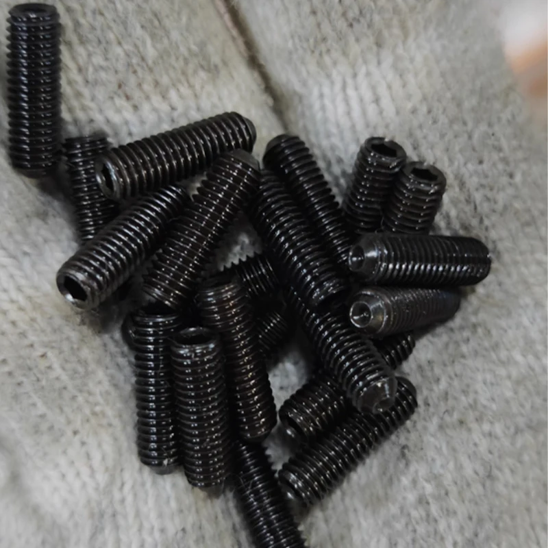 M14 M16 M20 M24 Black Grade 12.9 Alloy Steel Hex Socket Set Screws Headless Concave End Grub Screw Bolt Length 14/16/20-100mm