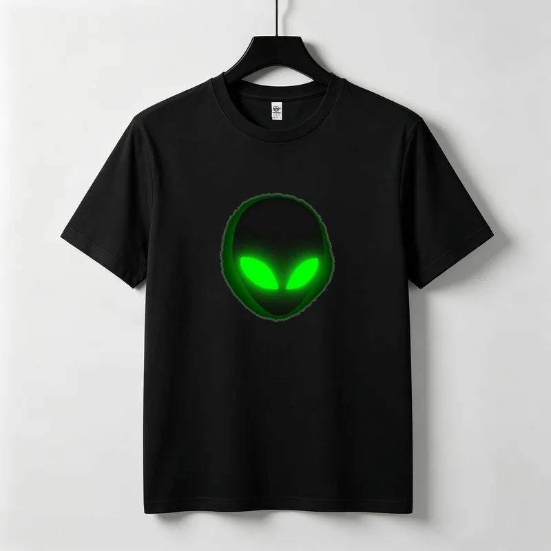 Green Alien UFO Graphic T-Shirt Streetwear Hip Hop Cotton Casual Tee for Men Women Sci-Fi Fashion Cotton Y2k Top Harajuku
