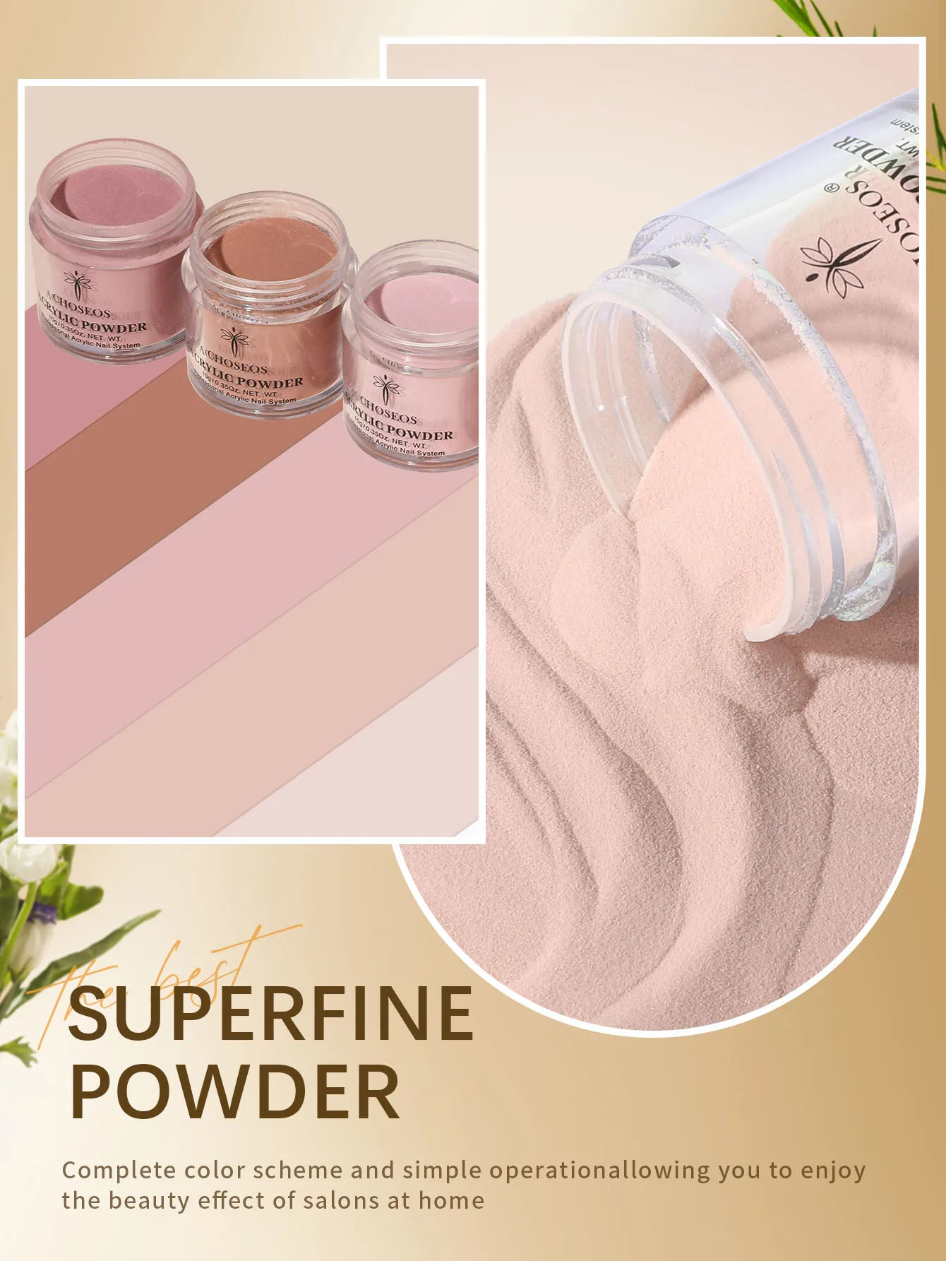 Zestaw 6-kolorowego akrylowego pudru kryształowego, umożliwiający tworzenie manicure w jakości salonowej w domu, idealny dla początkujących i profesjonalistów.