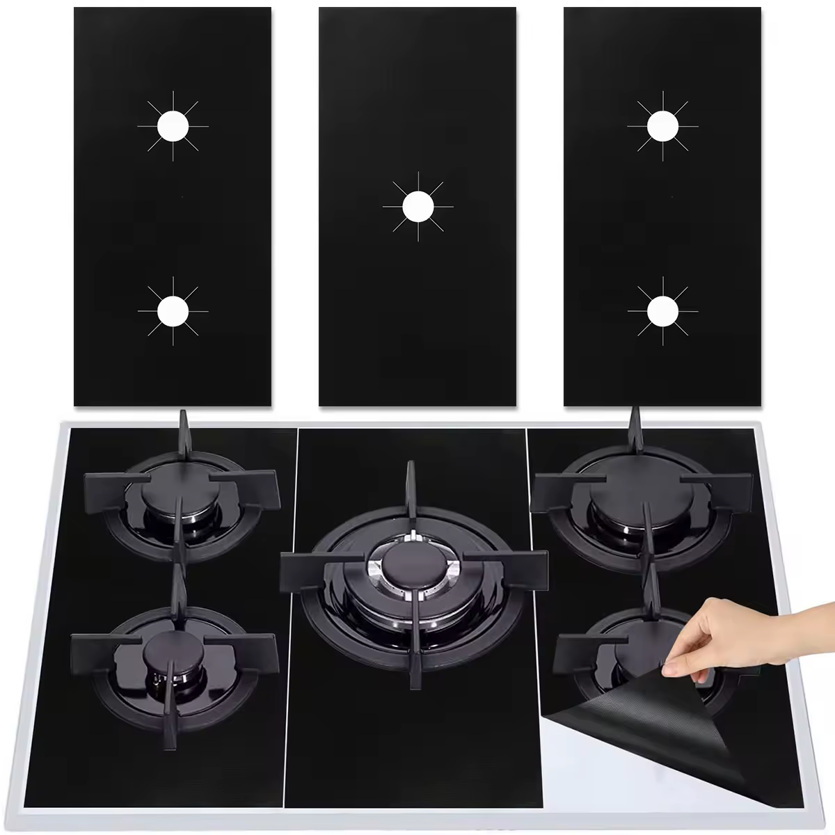 Universal Gas Stove Protectors Induction Cooker Cover Silicone Mat 5-Hole Kitchen Cleaning Anti-dirty Non-stick for Home Kitchen