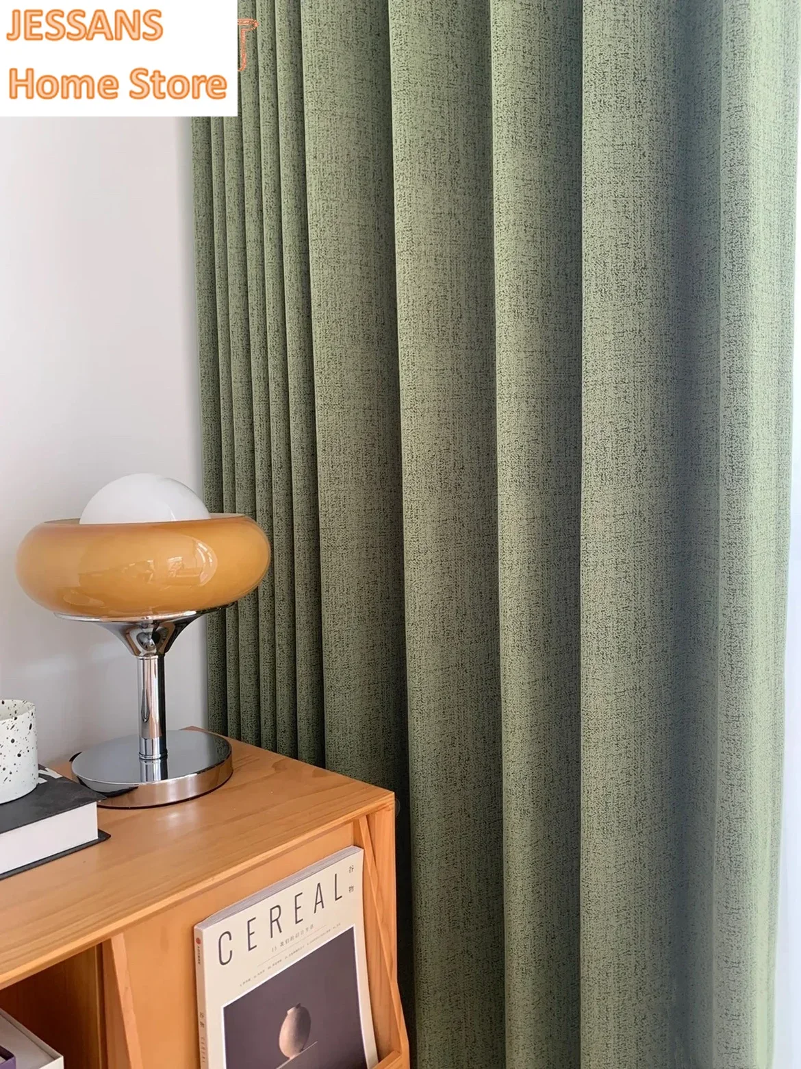 

Matcha Green Chenille Blackout Curtains Thickened and Warm Modern Light Luxury Bedroom and Living Room Finished Product