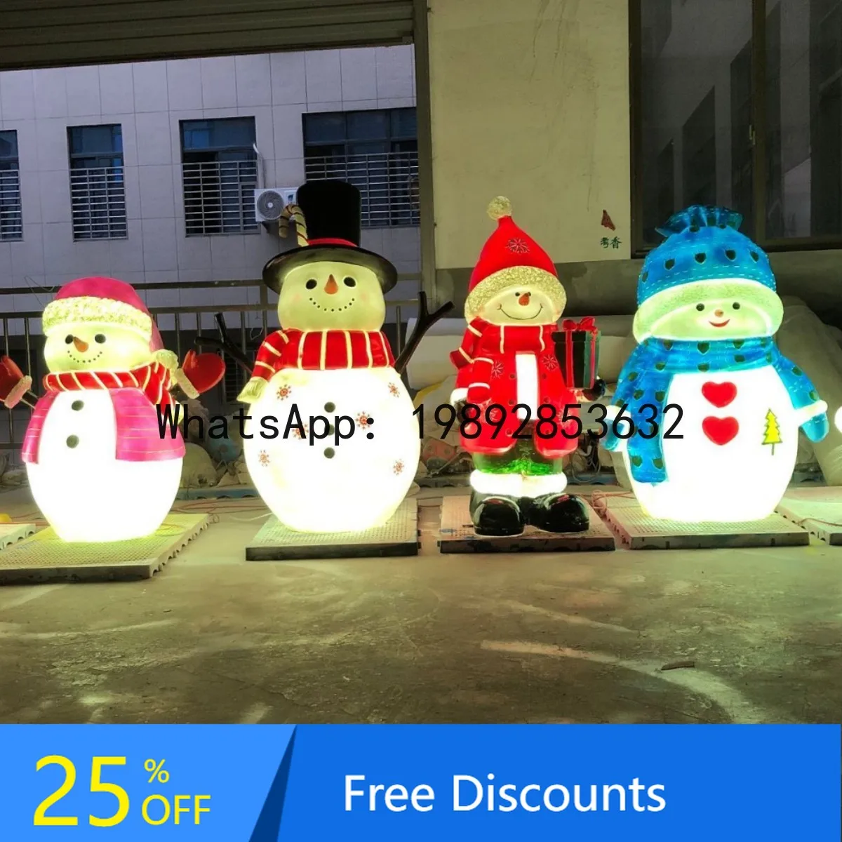 

CZ Fiberglass Santa Claus Ornament Large Mall Cartoon Snowman Sculpture Outdoor Christmas Gift Box Decoration