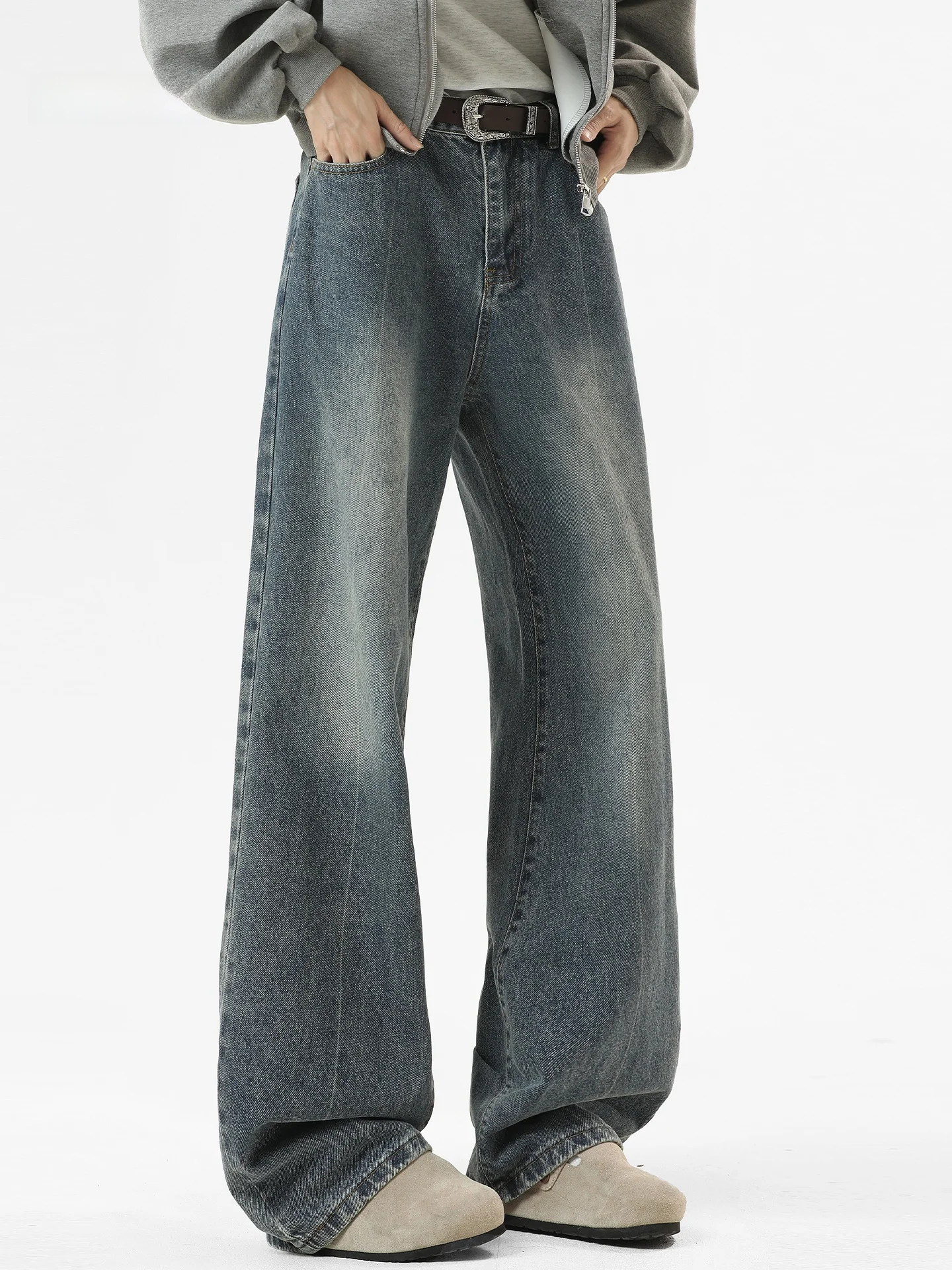 

American Cleanfit Cowboy Jeans Men's Trendy Vintage Waed Loose Straight Leg Pants Autumn Wear Comfortable Casual Jeans