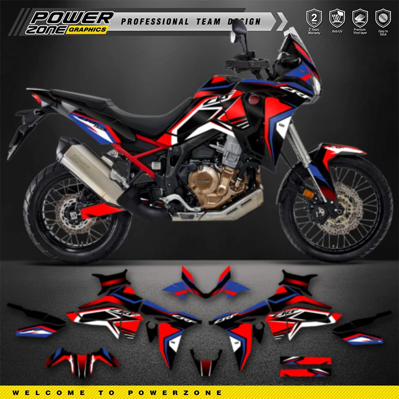 PowerZone Custom Team Graphics Backgrounds Decals Stickers Kit For Honda AFRICA TWIN CRF 1100L 2020 2021 2022 06