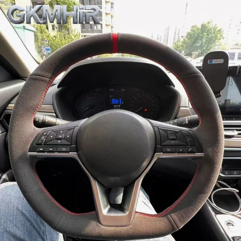 Чехол на руль автомобиля по индивидуальному заказу, аксессуары, ручное шитье, замшевая кожа для Nissan Kicks X-TRAIL March Rogue Qashqai