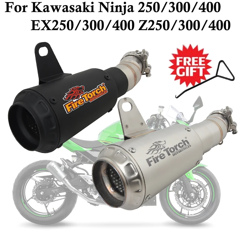 

Slip On For Kawasaki Ninja 250 300 400 EX400 EX300 Z250 Z300 Z400 Motorcycle Exhaust Escape Modify Mid Link Pipe Muffler Systems