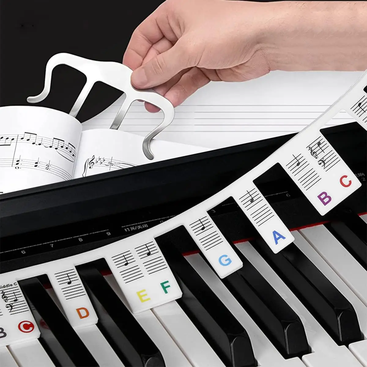 1PC Reusable Silicone 88 Keys Piano Note Labels Detachable No Scratch Key Note Guide For Kids Beginners Practice Accessories