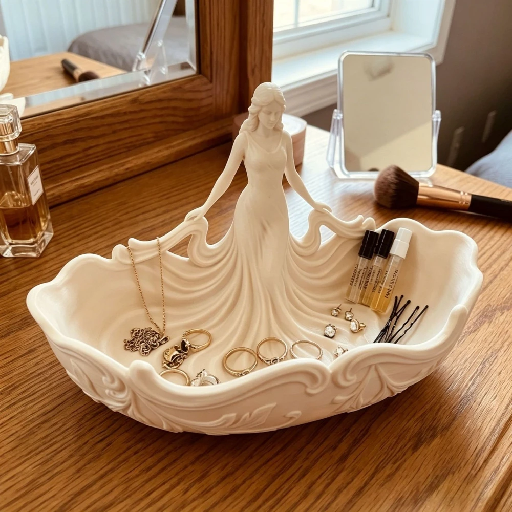 Statue Shaped Jewelry Storage Tray, Elegant Desktop Organizer, Decor Tray for Entryway Vanity Countertop