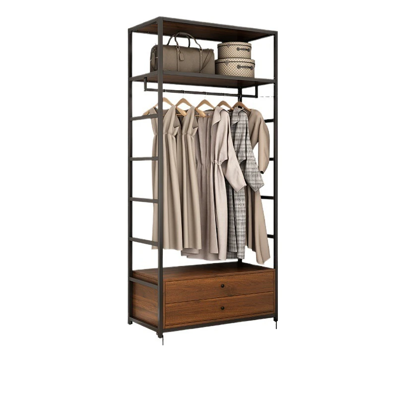 

Cloakroom self-made combination coat rack floor-to-ceiling bedroom hanger metal frame open wardrobe with curtain
