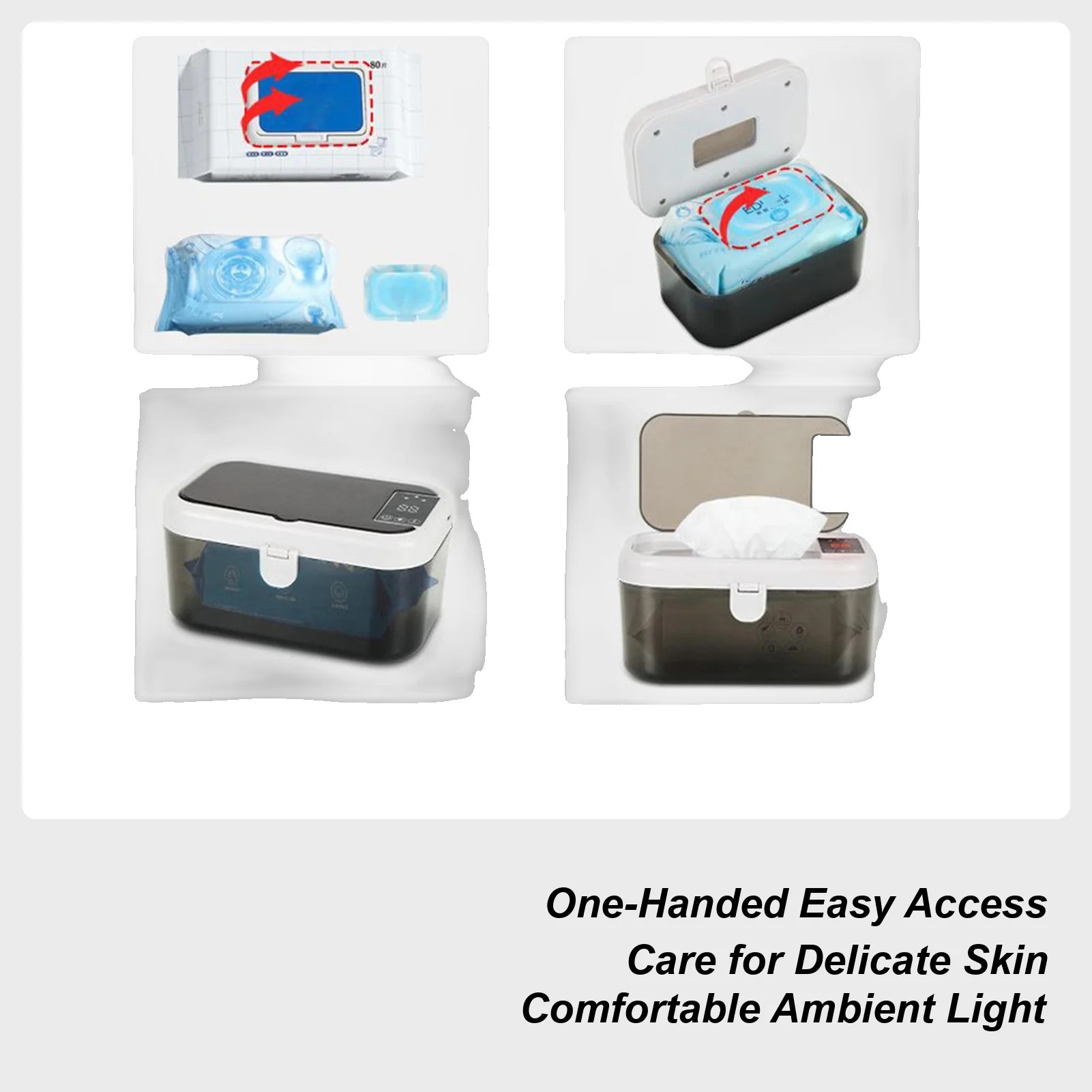 USB Wipe Warmer Diaper Wipe Warmer And Dispenser With Lights USB Charging Baby Supplies For Camping Car Traveling Road Trips