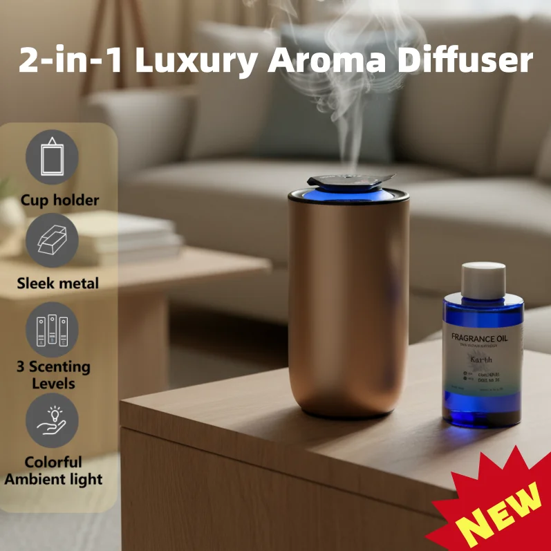 

Waterless Fragrance Diffuser - Cost-Effective, 2 Modes (Home/Car) with Easy Switch, Built-in Battery 20H Standby, 3-Color Night