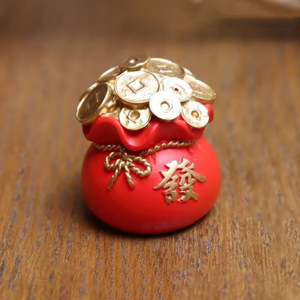 

2Pcs Resin Money Bag Decor Lucky Pouch Ornament for Cake Table Desktop New Year Home Decoration Gift Premium Craft