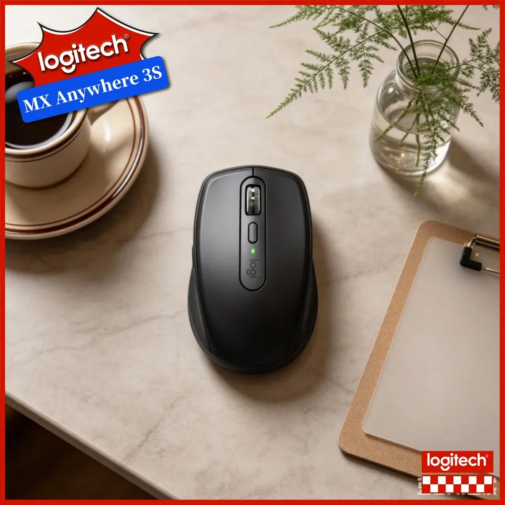 Durable Logitech MX Anywhere 3S Mouse - 8000 DPI, Magspeed Scroll, Quiet Clicks, Travel-Friendly Design, USB-C Fast Charging