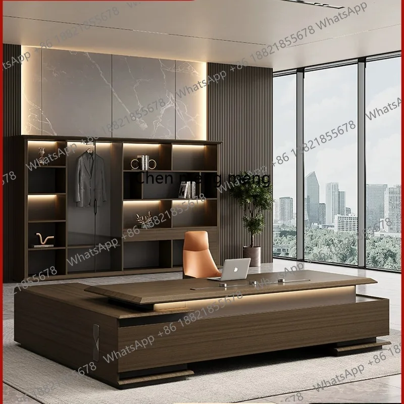 Boss Office Desk and Chair Combination Modern Light Luxury Chairperson's Office President's Desk Big Class Leader
