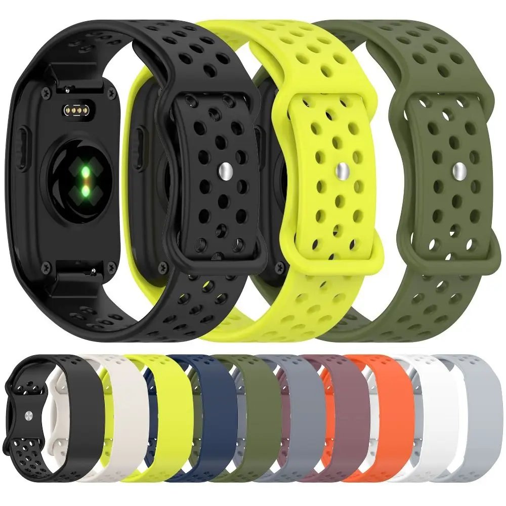 Pulseira de substituição em silicone, macia, respirável, para desporto, ajustável, para rastreador de atividades físicas, compatível com a pulseira in