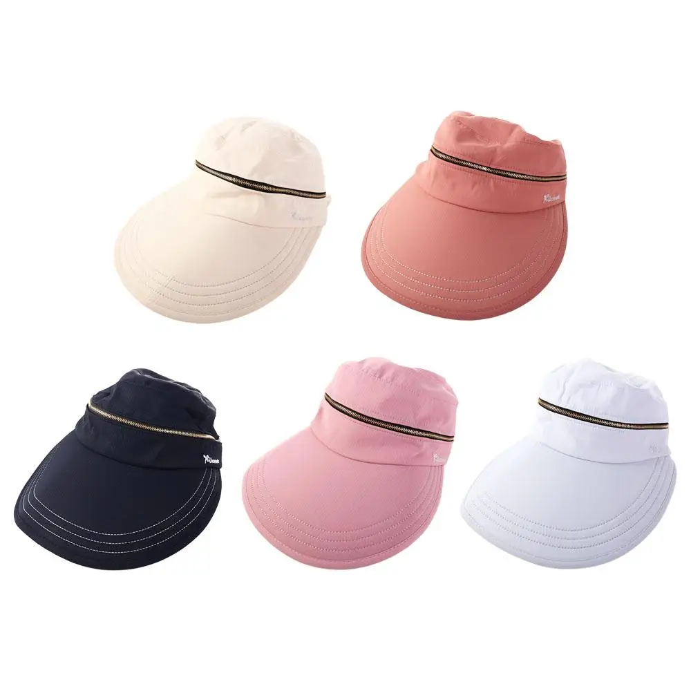 Foldable Beach Solid Color Empty Top Cycilng Big Brim Ladies Women Cap Removable Sun Hat Fisherman Hat Bucket Hat