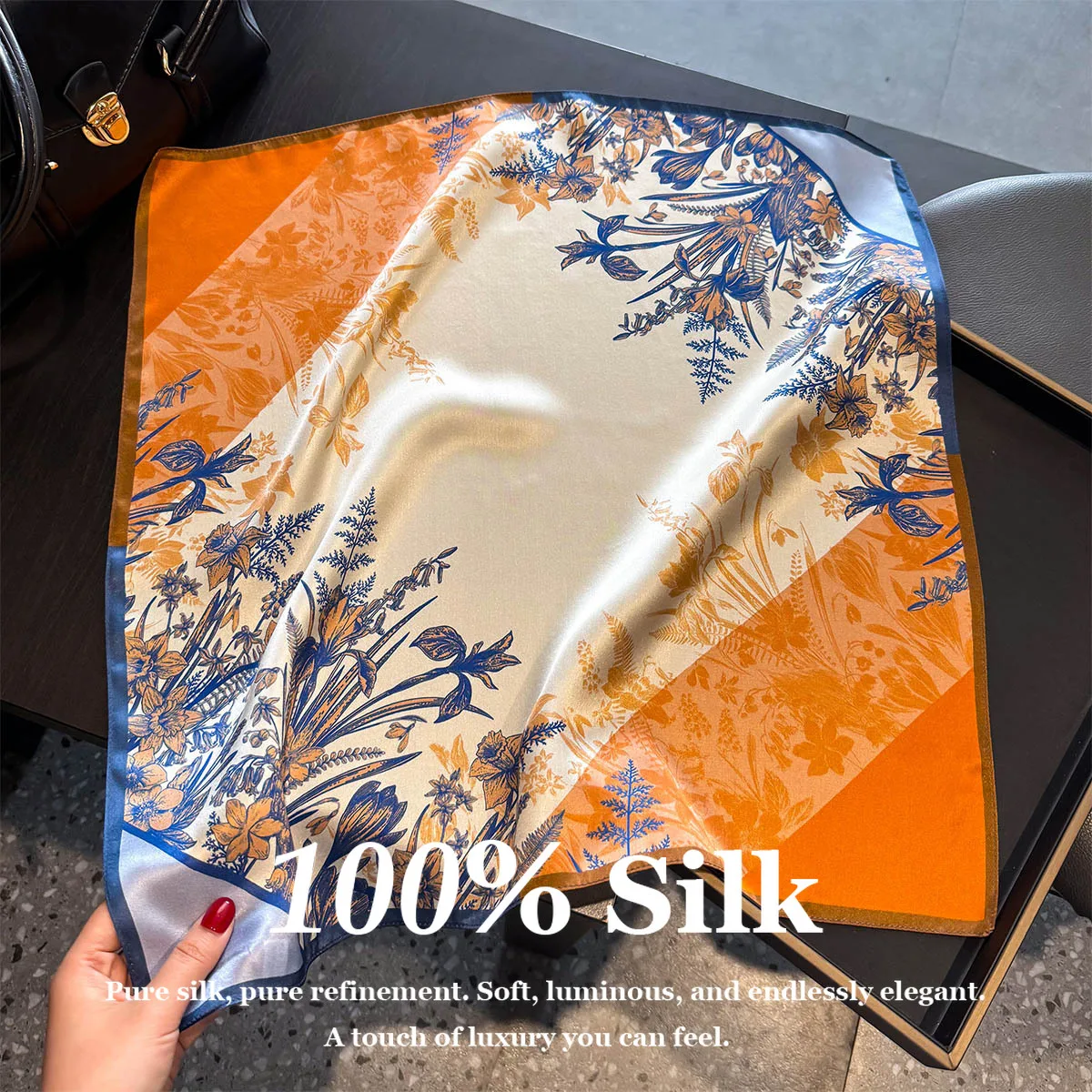 

100% Real Silk Scarf Women Shawls Wrap Ladies Foulard Scarves New Hair Neck Small Pashmina Female Hijab Bandana Echarpe Bufanda