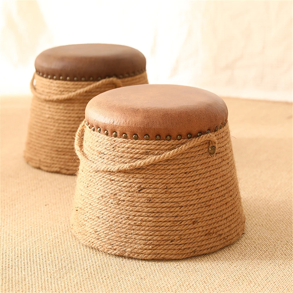 

Home Furniture Accessories Modern Simple Stool Braided Futon Lazy Cushion Living Room Stools Footrest Mobile Seat Woven Chair