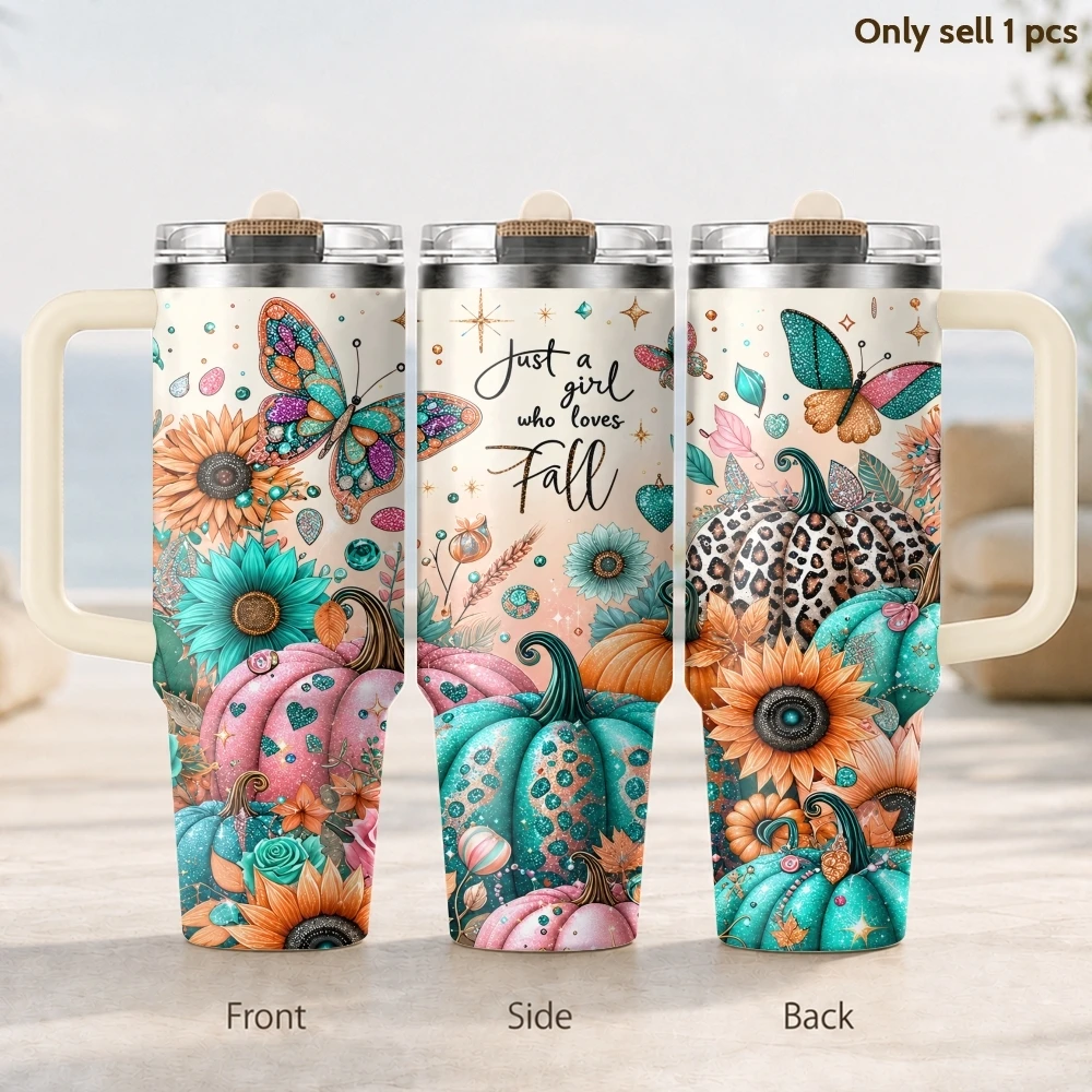 

Just A Girl Who Loves Fall Vacuum Flasks 40oz 3rd Gen Vacuum Insulated Stainless Steel Car Tumbler Cup with Handle Straw Lid