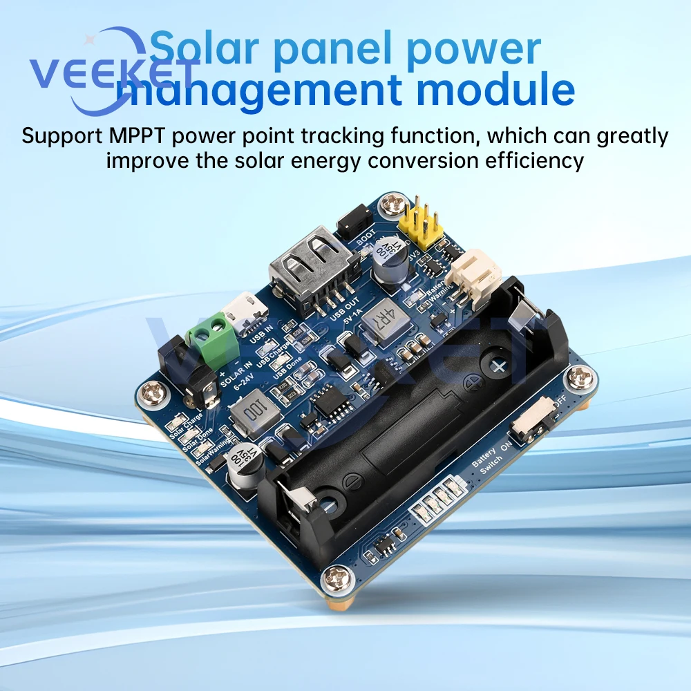 6V-24V Solar Panel Power Management Module Solar Charging Support MPPT Support 850mAh Battery for Arduino/Jetson/Raspberry Pi