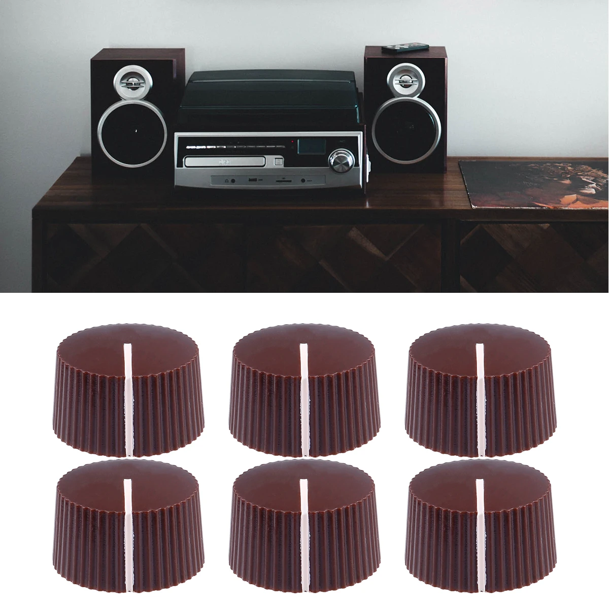 

6 Pcs Tone Volume Control Knob Knobs Electric Bass Plastic Control Tone Volume Durable For Effects Amplifiers Speakers