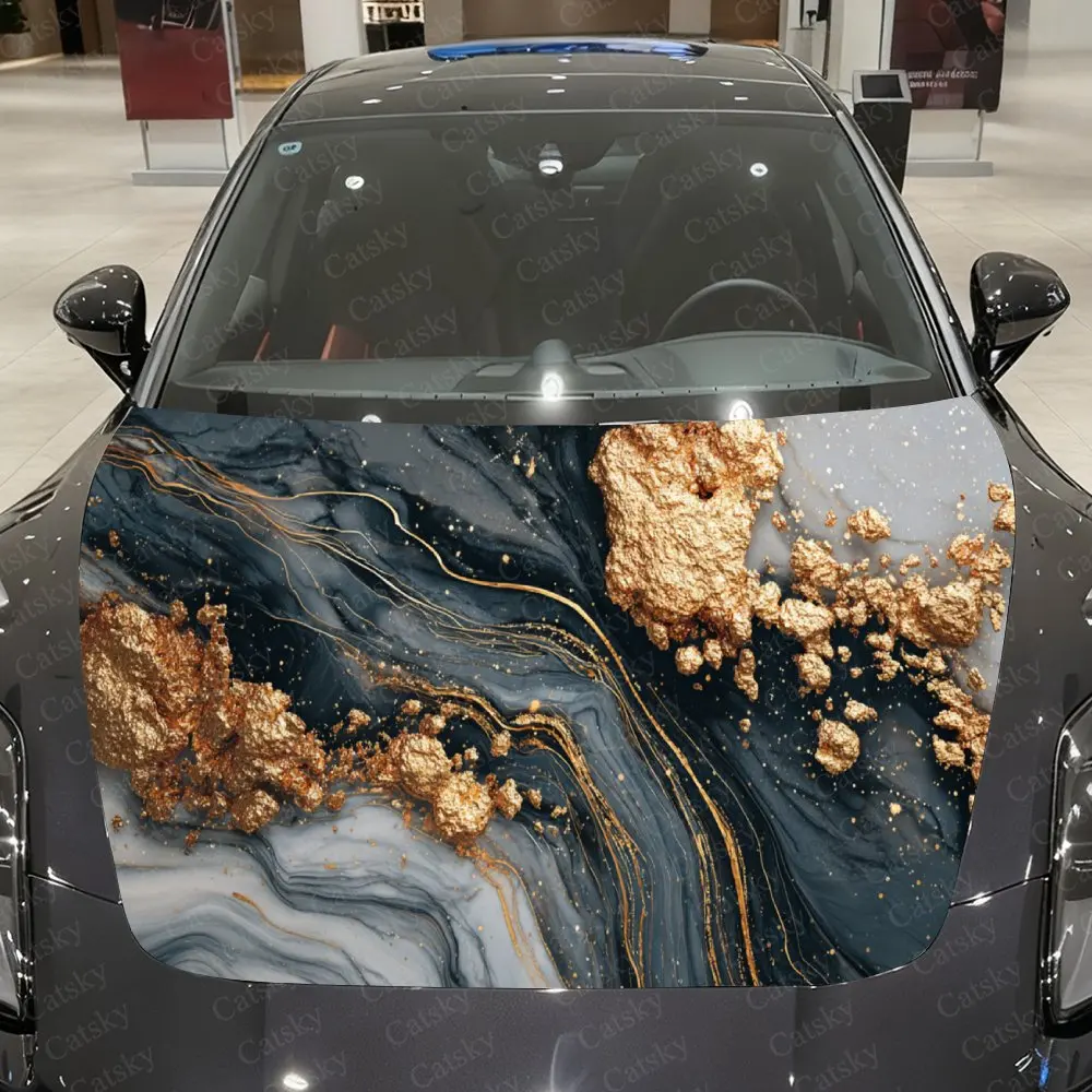 Elegant Pattern Auto Hood Sticker, Car Cover Decal, Waterproof and Self-adhesive Auto Vinyl Wraps, Fashionable Car Exterior Deco
