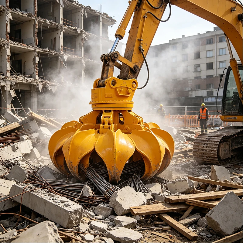 Excavator Orange Peel Grapple Heavy Duty Hydraulic Attachment for Industrial Scrap Metal Loading and Waste Recycling Projects