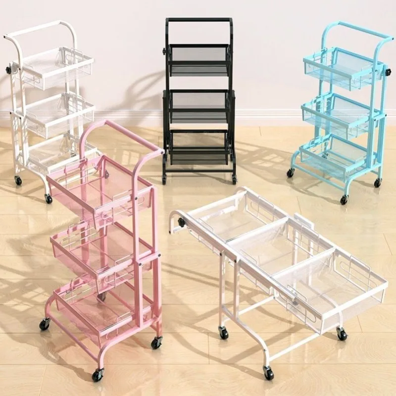 

trolley rack floor-to-ceiling multi-layer living room home mobile kitchen multi-functional folding baby products storage rack
