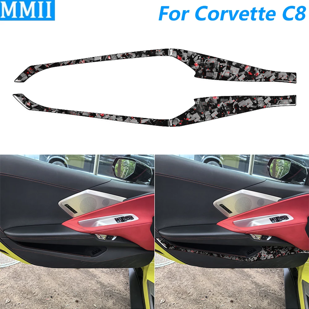 

For Chevrolet Corvette C8 2020-2025 Forged Carbon Fiber Inner Door Storage Panel Cover Trim Car Accessories Decoration Sticker