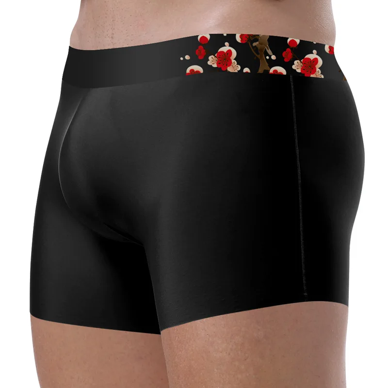 Eis Seide Herren Höschen nahtlose dünne Boxershorts Mode druck Herren Unterwäsche Boxer atmungsaktive schnell trocknende Unterhose Cuecas