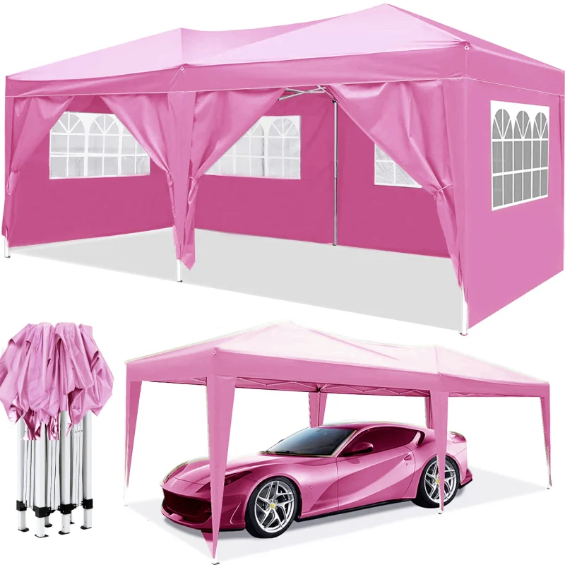 

10'x20' EZ Pop Up Canopy Outdoor Portable Party Folding Tent with 6 Removable Sidewalls + Carry Bag + 4pcs Weight Bag