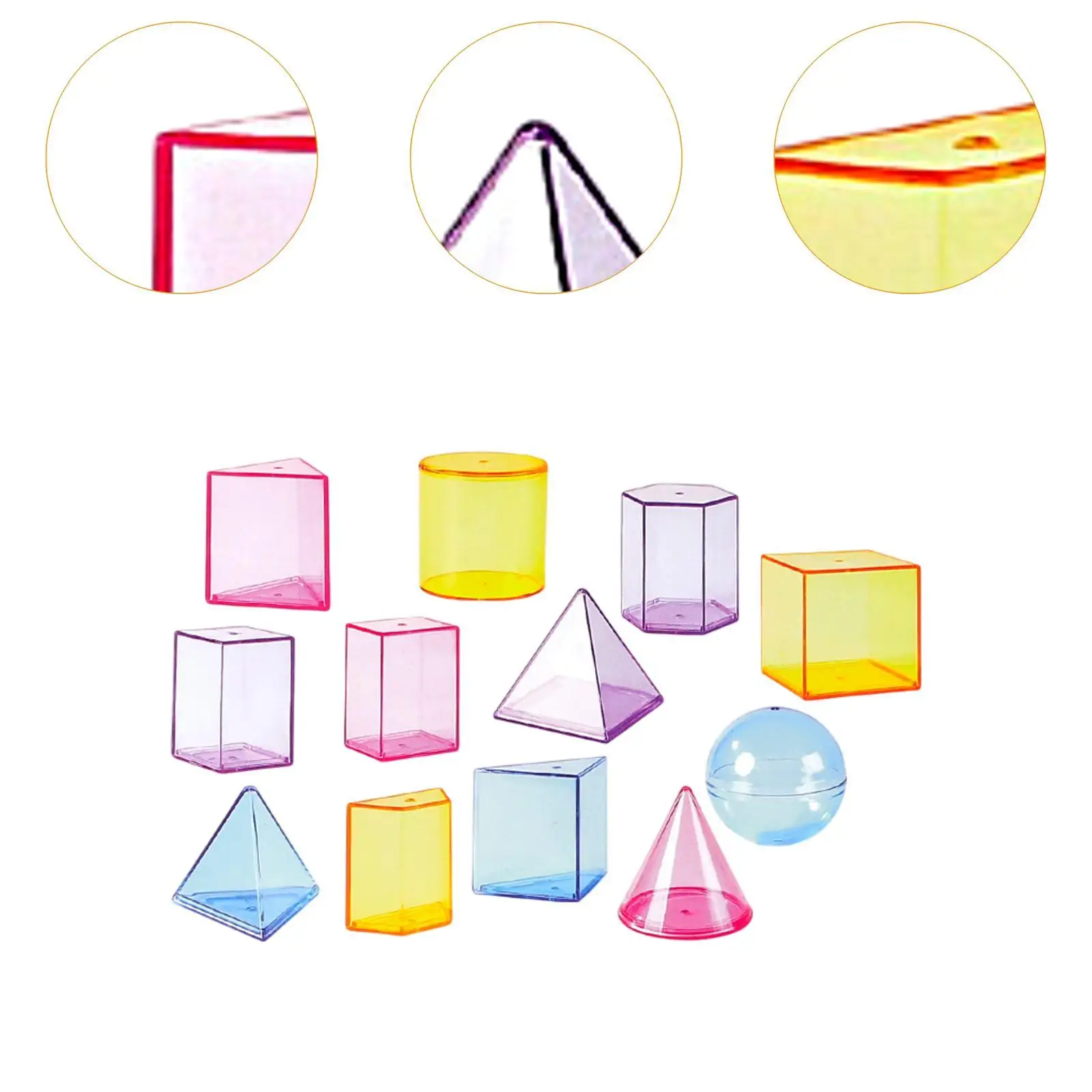 Multicolor Geometric Shape Blocks Visible Solid Math Manipulatives for Kids Educational 3D Cubes Preschool Home School Supply