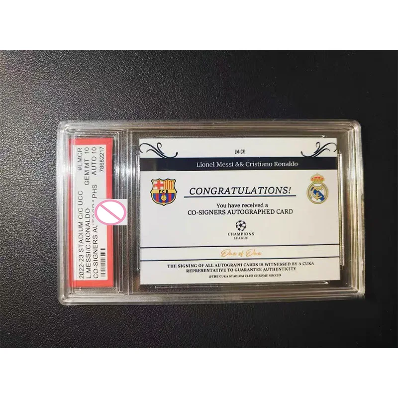 DIY Messi & Ronaldo Trading Cards: Dual-Signed Graded Cards “Exploding Gold” 1/1 Limited Edition Signed Cards view 2