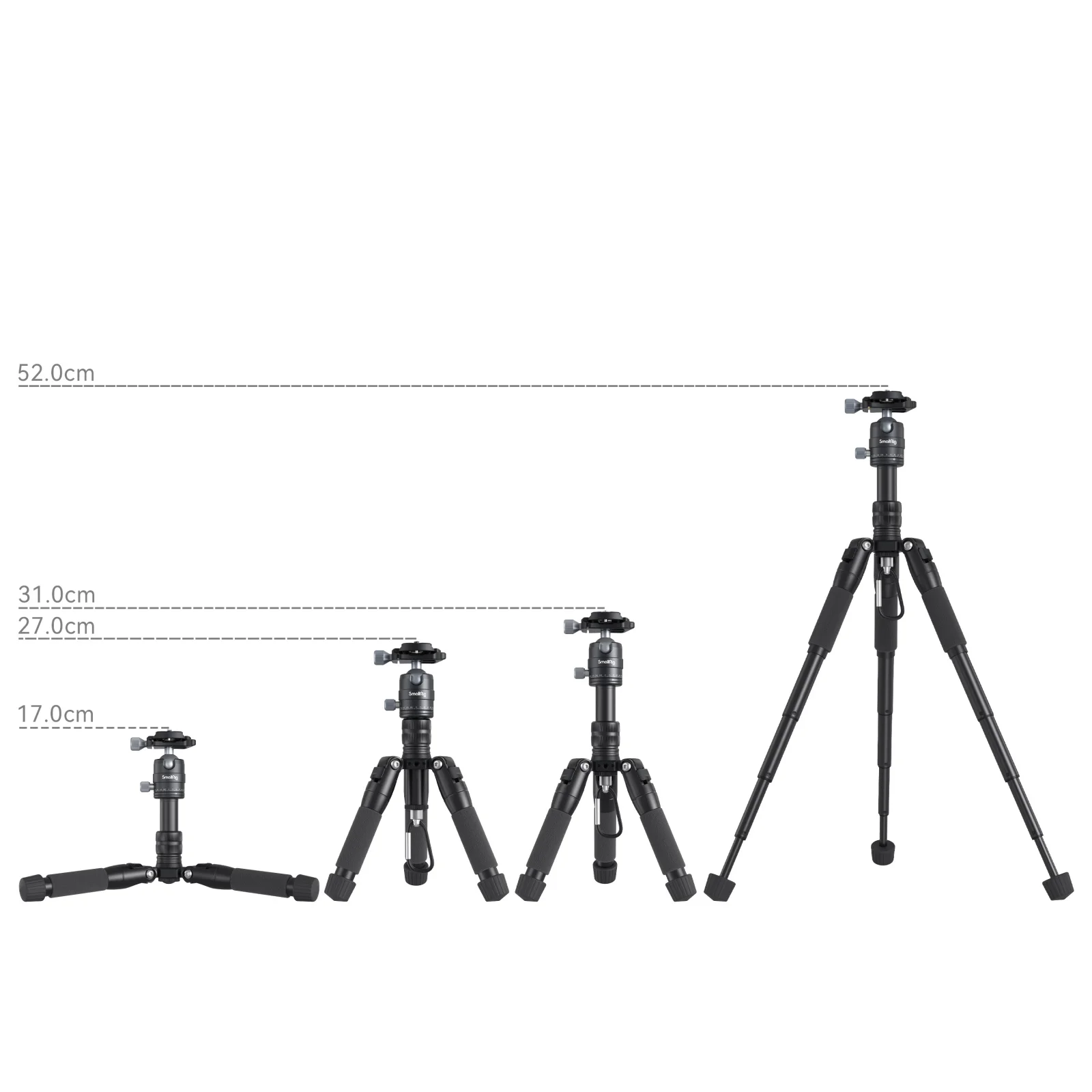 Smallrig-alumínio liga portátil Mini tripé, tripé extensível com bola cabeça para Smartphone, Sony, Canon, Nikon, câmera DSLR