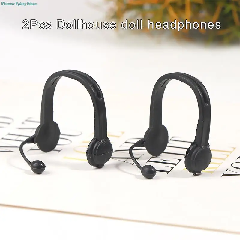 2Pcs 1:12 Dollhouse Miniature Earphone Headset Headphone Model Home Living Scene Decor Toy Doll House Accessories Wholesale