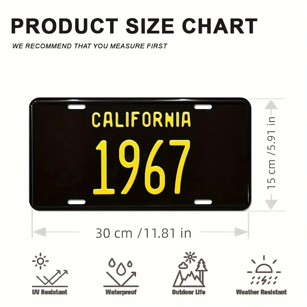 2D Flat, 1pc Vintage California Metal Wall Sign - 19&67 Inch Retro Wall Art Suitable for Home, Cafe, Bar Decor - & Dustproof Alu